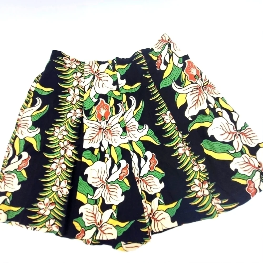 Pau Hana Hawaii Black Floral Matching Shirt And Short Hawaiian Outfit Size M